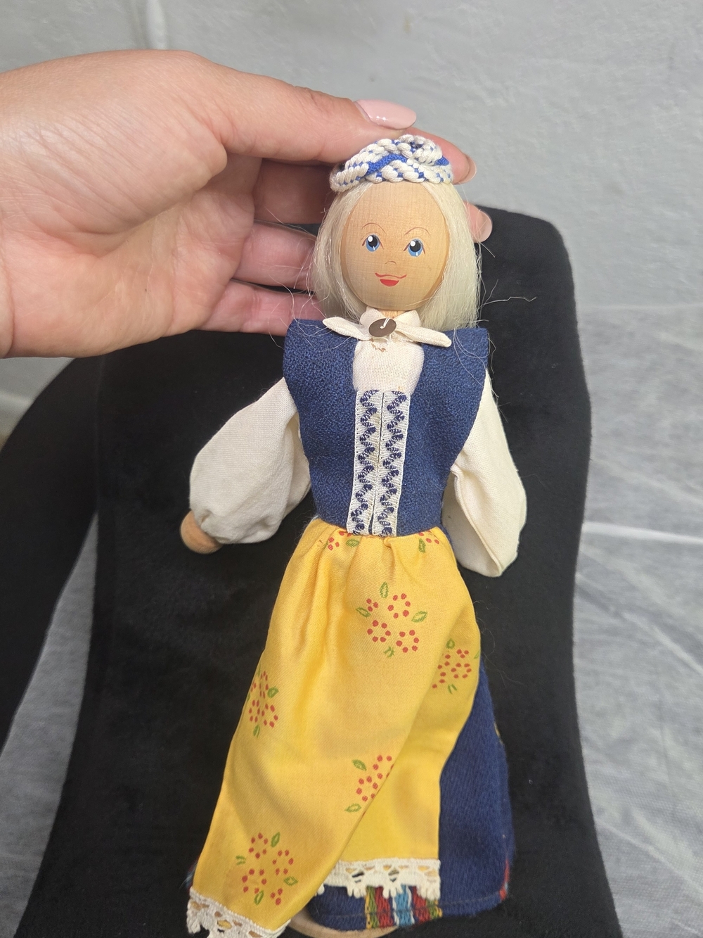 Handmade Blue and Yellow Folk Doll Plush Toy - Kids Toys
